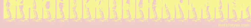 Fonte Kinkyv – fontes amarelas em um fundo rosa