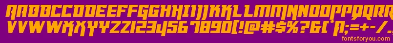 フォントDangerflightexppandital – 紫色の背景にオレンジのフォント