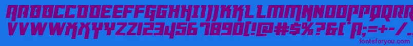 Dangerflightexppandital Font – Purple Fonts on Blue Background