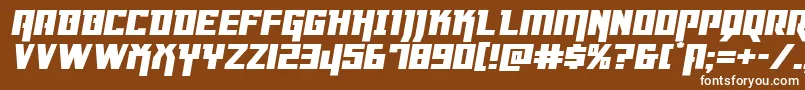 Dangerflightexppandital-fontti – valkoiset fontit ruskealla taustalla