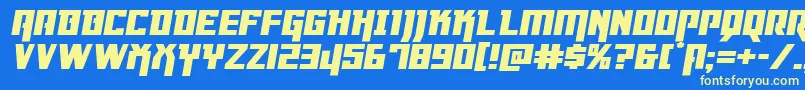 Шрифт Dangerflightexppandital – жёлтые шрифты на синем фоне
