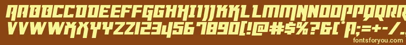 Шрифт Dangerflightexppandital – жёлтые шрифты на коричневом фоне