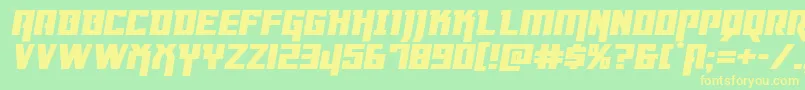 Dangerflightexppandital Font – Yellow Fonts on Green Background