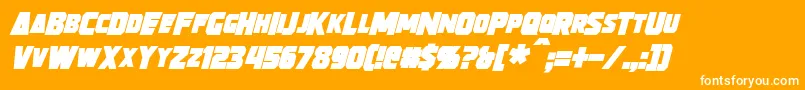 Fonte StrongarmBoldItalic – fontes brancas em um fundo laranja