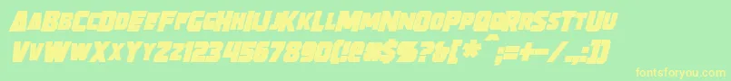 StrongarmBoldItalic-Schriftart – Gelbe Schriften auf grünem Hintergrund