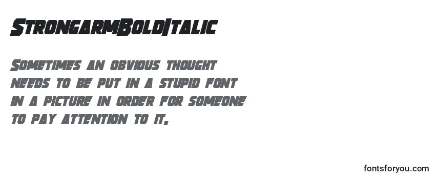Review of the StrongarmBoldItalic Font