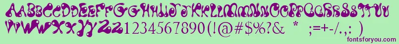 WaterPark Font – Purple Fonts on Green Background