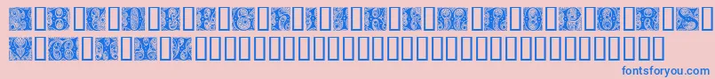 CheshireInitials-Schriftart – Blaue Schriften auf rosa Hintergrund