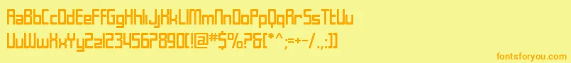 フォントSfLaundromatic – オレンジの文字が黄色の背景にあります。