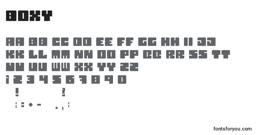 Schriftart Boxy – Alphabet, Zahlen, spezielle Symbole