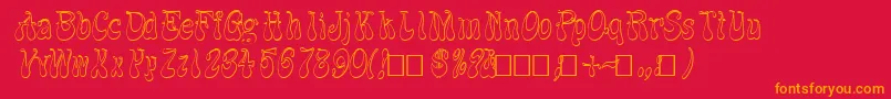FzJazzy173DItalic-Schriftart – Orangefarbene Schriften auf rotem Hintergrund