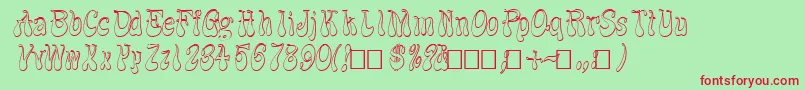FzJazzy173DItalic Font – Red Fonts on Green Background