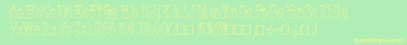 フォントFzJazzy173DItalic – 黄色の文字が緑の背景にあります