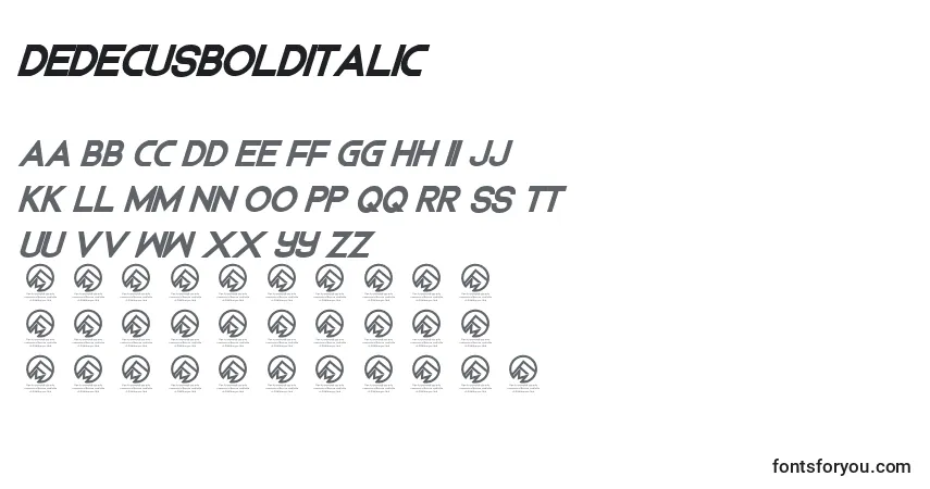 Schriftart DedecusBolditalic – Alphabet, Zahlen, spezielle Symbole