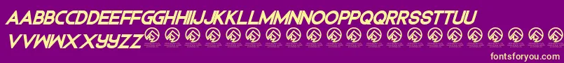 DedecusBolditalic-Schriftart – Gelbe Schriften auf violettem Hintergrund