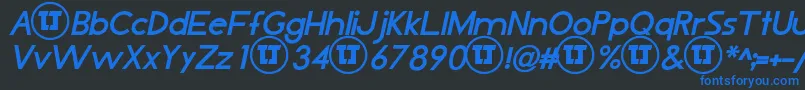 フォントLjDesignStudiosIsBoldItalic – 黒い背景に青い文字
