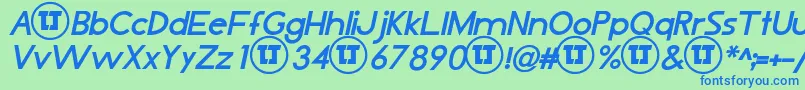 LjDesignStudiosIsBoldItalic Font – Blue Fonts on Green Background