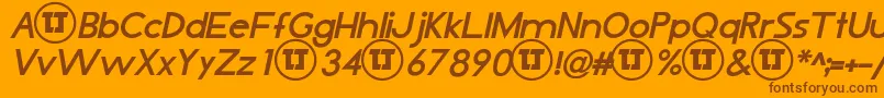 Police LjDesignStudiosIsBoldItalic – polices brunes sur fond orange