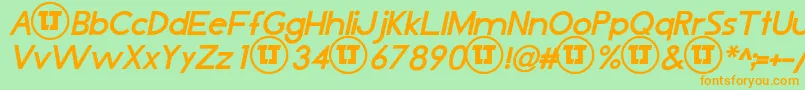 LjDesignStudiosIsBoldItalic Font – Orange Fonts on Green Background