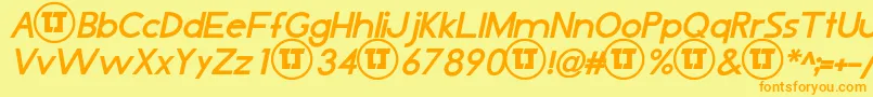 LjDesignStudiosIsBoldItalic Font – Orange Fonts on Yellow Background