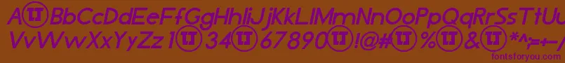 Шрифт LjDesignStudiosIsBoldItalic – фиолетовые шрифты на коричневом фоне
