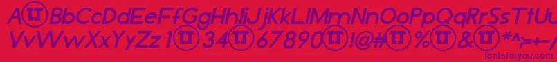 LjDesignStudiosIsBoldItalic Font – Purple Fonts on Red Background