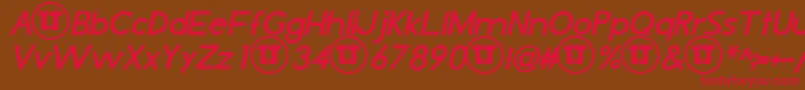 LjDesignStudiosIsBoldItalic Font – Red Fonts on Brown Background