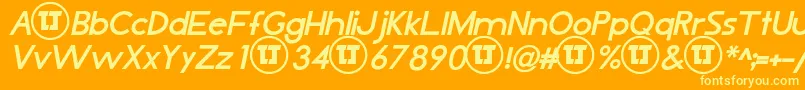 フォントLjDesignStudiosIsBoldItalic – オレンジの背景に黄色の文字
