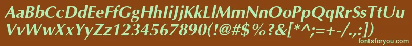 AgoptcyrillicBoldItalic Font – Green Fonts on Brown Background