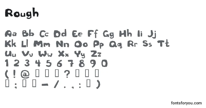 Czcionka Rough – alfabet, cyfry, specjalne znaki