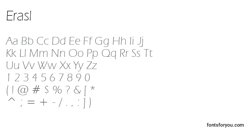 Czcionka Erasl – alfabet, cyfry, specjalne znaki