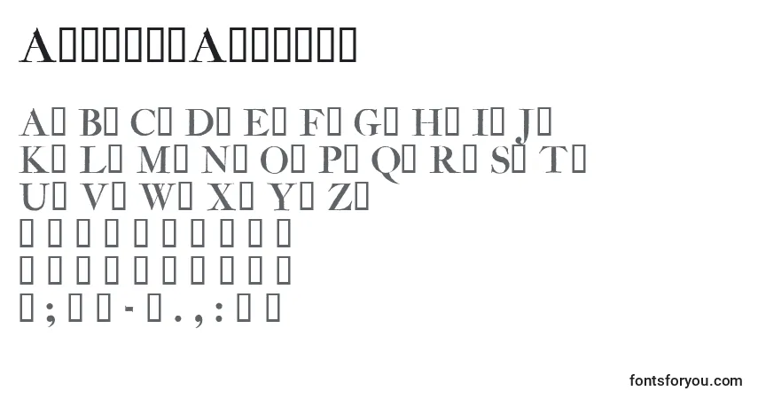 A fonte AmarfilAntiqua – alfabeto, números, caracteres especiais
