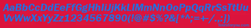 Шрифт FranklingothdemibttItalic – синие шрифты на красном фоне