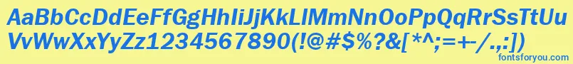 FranklingothdemibttItalic Font – Blue Fonts on Yellow Background
