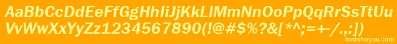FranklingothdemibttItalic Font – Yellow Fonts on Orange Background