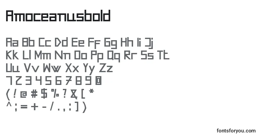 Czcionka Amoceanusbold – alfabet, cyfry, specjalne znaki
