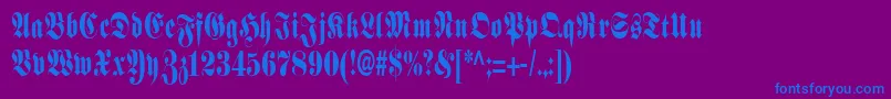 SchmalfetteFraktur-Schriftart – Blaue Schriften auf violettem Hintergrund