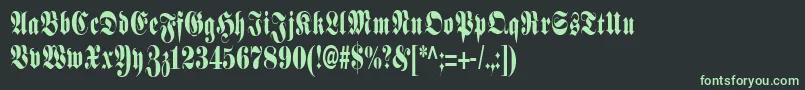 フォントSchmalfetteFraktur – 黒い背景に緑の文字