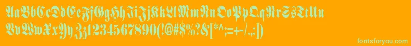 SchmalfetteFraktur-Schriftart – Grüne Schriften auf orangefarbenem Hintergrund