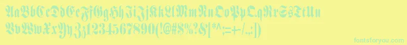SchmalfetteFraktur Font – Green Fonts on Yellow Background