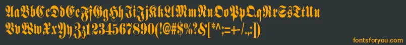 フォントSchmalfetteFraktur – 黒い背景にオレンジの文字