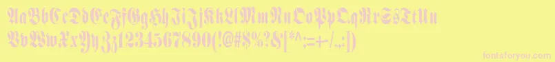 SchmalfetteFraktur-Schriftart – Rosa Schriften auf gelbem Hintergrund