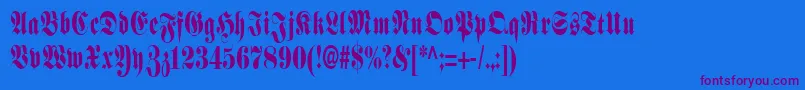 SchmalfetteFraktur-Schriftart – Violette Schriften auf blauem Hintergrund