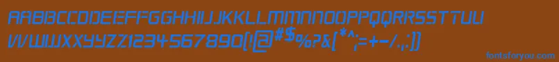 Repkcni-Schriftart – Blaue Schriften auf braunem Hintergrund