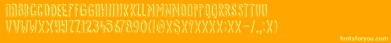 DkKwark-Schriftart – Gelbe Schriften auf orangefarbenem Hintergrund