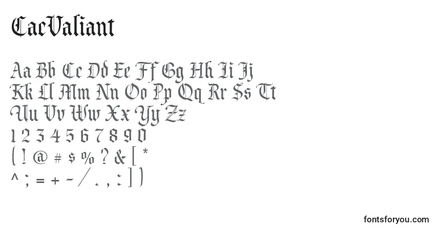 Schriftart CacValiant – Alphabet, Zahlen, spezielle Symbole