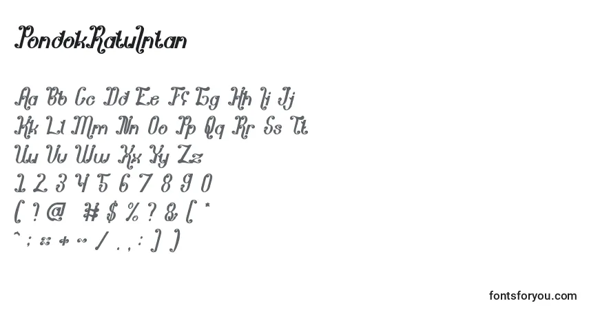 PondokRatuIntan-fontti – aakkoset, numerot, erikoismerkit