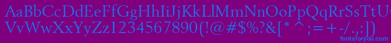 Revival565Bt-Schriftart – Blaue Schriften auf violettem Hintergrund