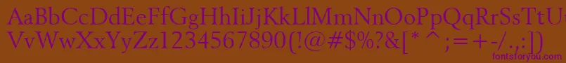 Czcionka Revival565Bt – fioletowe czcionki na brązowym tle