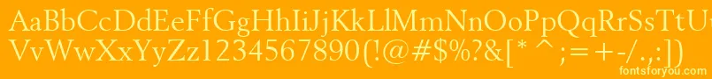Revival565Bt-Schriftart – Gelbe Schriften auf orangefarbenem Hintergrund